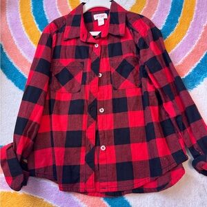 Cat & Jack Red and Black Plaid Shirt